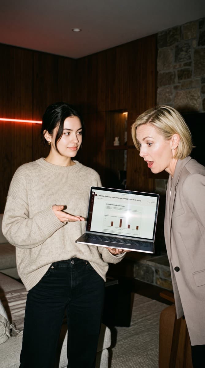 Someone showing ratio on a laptop